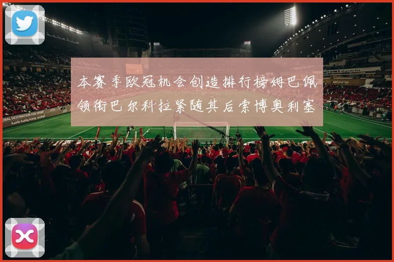 本赛季欧冠机会创造排行榜姆巴佩领衔巴尔科拉紧随其后索博奥利塞表现出色